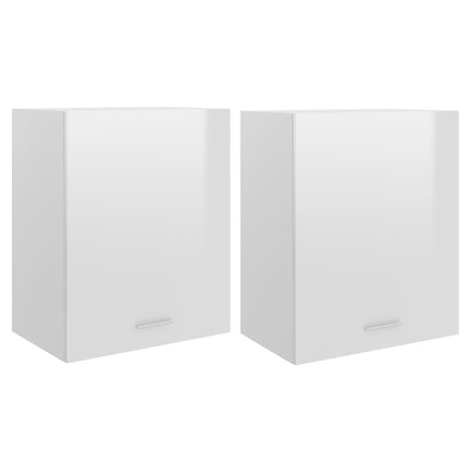 Mobili Pensili 2pz Bianco Lucido 50x31x60 cm Legno Multistrato