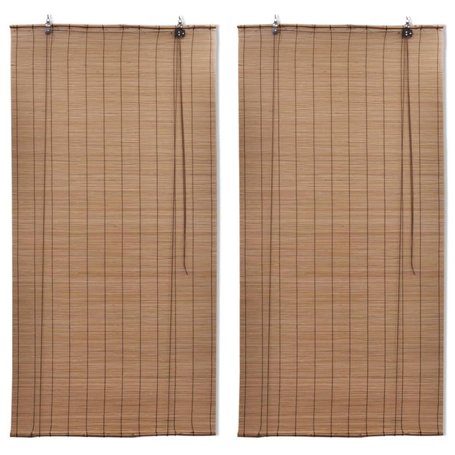 Tende a Rullo in BambÃ¹ 2 pz Marroni 120x220 cm