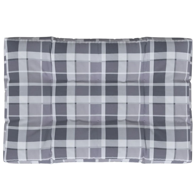 Cuscino per Pallet a Quadri Grigi 120x80x12 cm in Tessuto