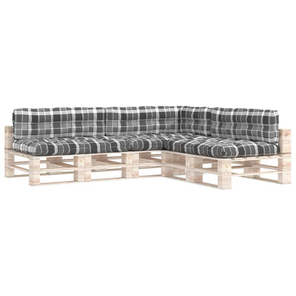 Cuscini per Divano Pallet 7 pz Grigio Motivo a Quadri