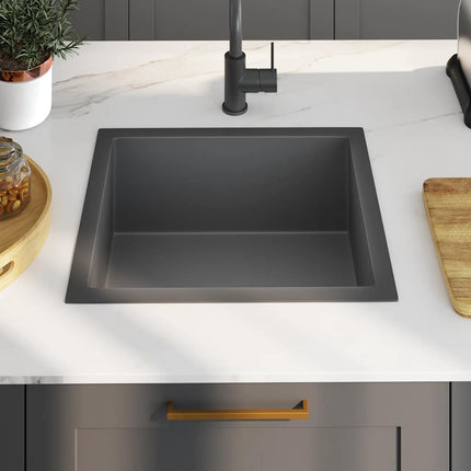 Lavello da Cucina Artigianale Nero in Acciaio Inox