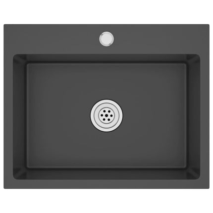 Lavello da Cucina Lavorato a Mano Nero Acciaio Inox