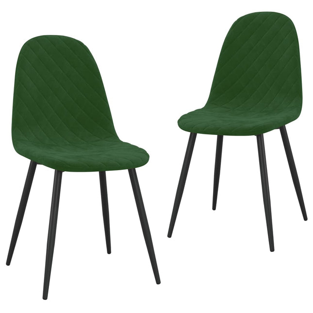 Sedie da Pranzo 2 pz Verde Scuro in Velluto