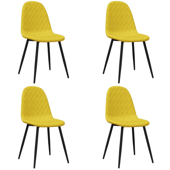 Sedie da Pranzo 4 pz Giallo Senape in Velluto