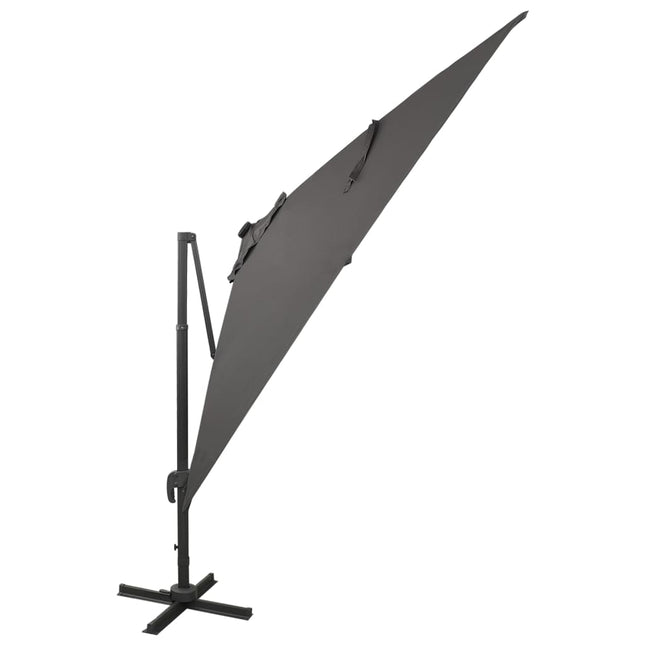 Ombrellone a Sbalzo con Palo e Luci a LED Antracite 300 cm