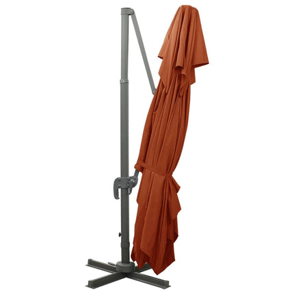 Ombrellone a Sbalzo con Doppia Copertura 400x300 cm Terracotta