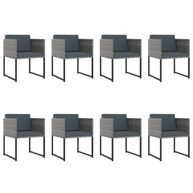 Set Pranzo da Giardino 13 pz con Cuscini in Polyrattan Grigio