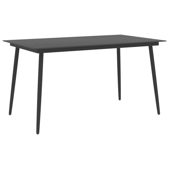 Tavolo da Giardino Nero 150x90x74 cm in Acciaio e Vetro