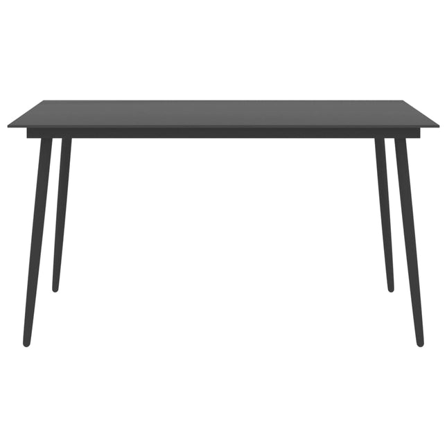 Tavolo da Giardino Nero 150x90x74 cm in Acciaio e Vetro