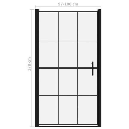 Porta per Doccia in Vetro Temperato 100x178 cm Nera