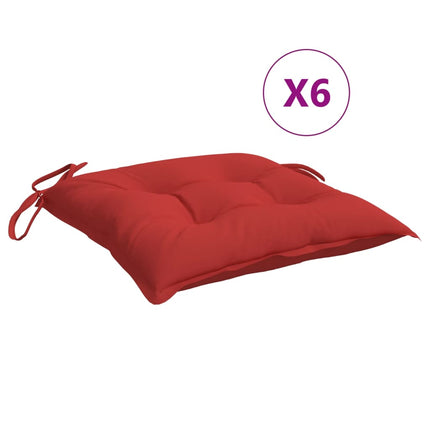 Cuscini per Sedia 6 pz Rossi 50x50x7 cm Tessuto Oxford
