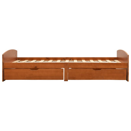 Giroletto con 2 Cassetti Marrone Ambra Legno di Pino 90x200 cm