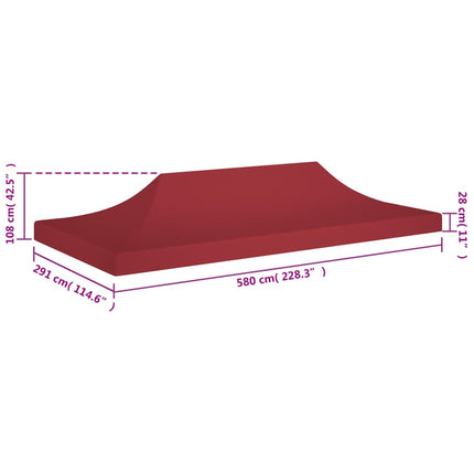 Tetto per Tendone per Feste 6x3 m Rosso Borgogna 270 g/mÂ²