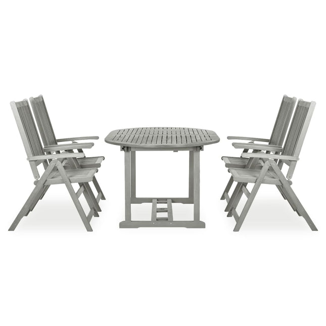 Set Pranzo da Giardino 5 pz in Legno Massello di Acacia Grigio