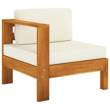 Set Divani Giardino 8 pz Cuscini Bianco Crema in Legno d'Acacia
