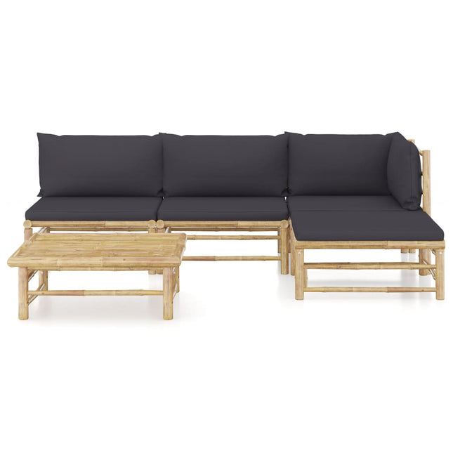 Set Divani da Giardino 5 pz con Cuscini Grigio Scuro in BambÃƒÂ¹