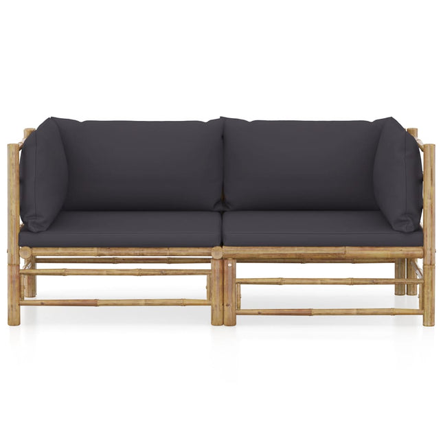 Set Divani da Giardino 2 pz con Cuscini Grigio Scuro in BambÃƒÂ¹