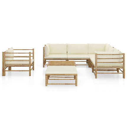 Set Divani da Giardino 8 pz con Cuscini Bianco Crema in BambÃƒÂ¹