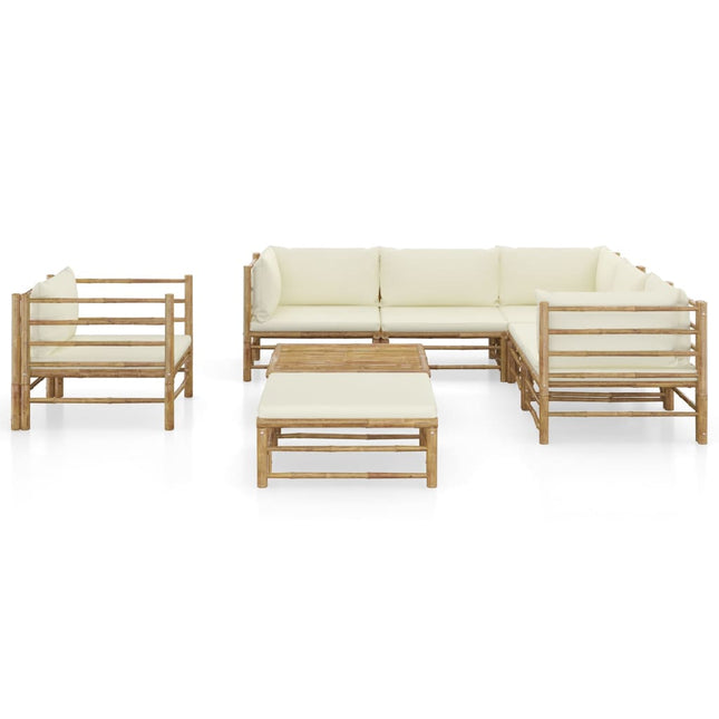 Set Divani da Giardino 8 pz con Cuscini Bianco Crema in BambÃƒÂ¹