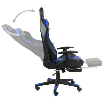 Sedia da Gaming Girevole con Poggiapiedi Blu in PVC