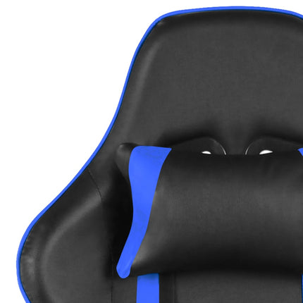 Sedia da Gaming Girevole con Poggiapiedi Blu in PVC