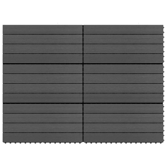 Piastrelle per Decking in WPC 6 pz 60x30 cm 1,08 m² Nere