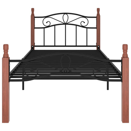 Giroletto in Metallo Nero e Legno Massello di Rovere 90x200 cm