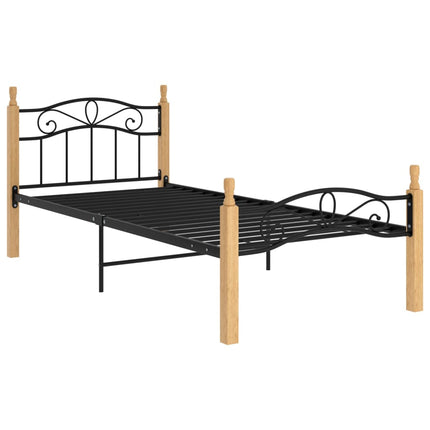 Giroletto Nero in Metallo e Legno Massello di Rovere 100x200 cm