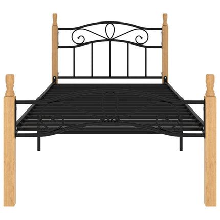 Giroletto Nero in Metallo e Legno Massello di Rovere 100x200 cm