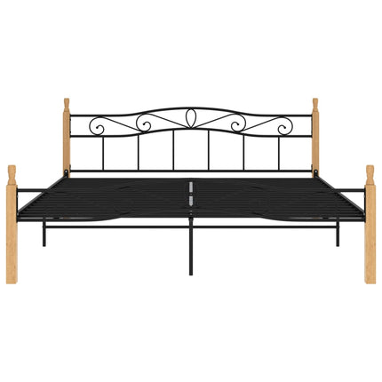 Giroletto Nero in Metallo e Legno Massello di Rovere 180x200 cm