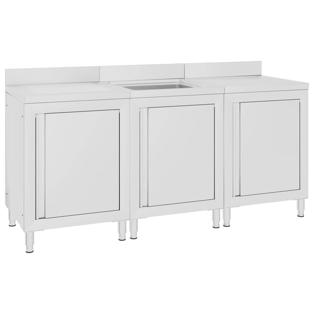 Mobiletto da Cucina con Lavandino in Acciaio Inox 180x60x96 cm