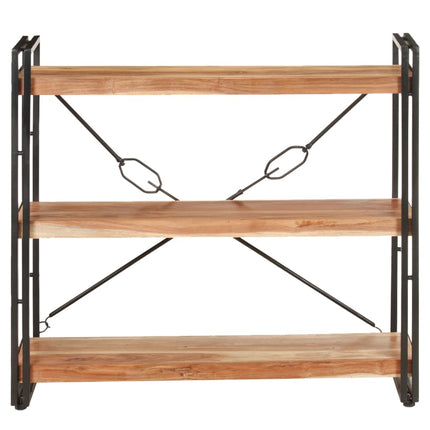 Libreria a 3 Ripiani 90x30x80 cm in Legno Massello di Acacia