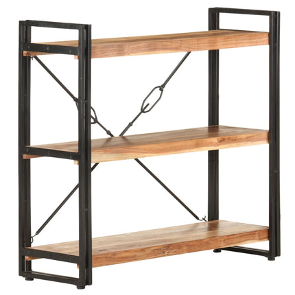 Libreria a 3 Ripiani 90x30x80 cm in Legno Massello di Acacia