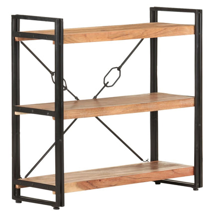 Libreria a 3 Ripiani 90x30x80 cm in Legno Massello di Acacia
