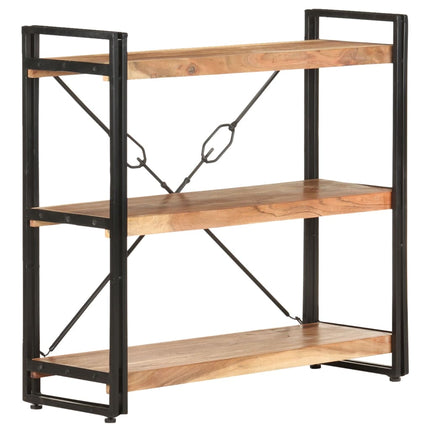 Libreria a 3 Ripiani 90x30x80 cm in Legno Massello di Acacia