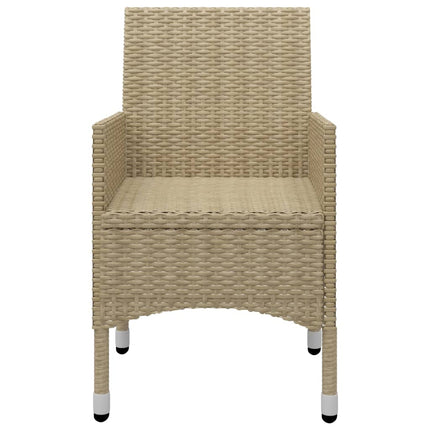 Set da Pranzo da Giardino 3 pz Beige in Polyrattan e Vetro