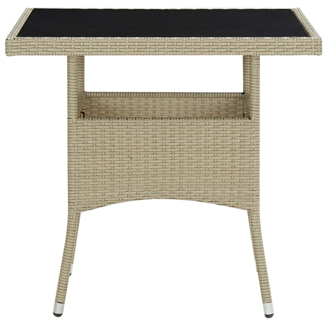 Set da Pranzo da Giardino 5 pz in Polyrattan e Vetro Beige