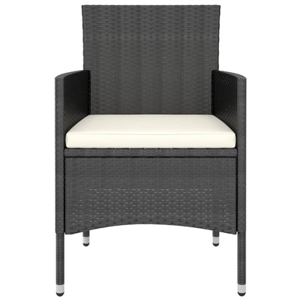 Set Pranzo da Giardino 5pz Polyrattan e Massello di Acacia Nero