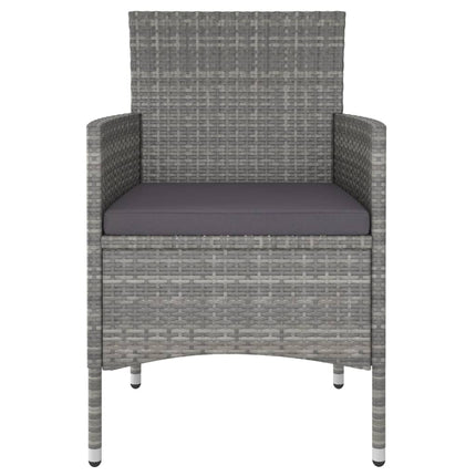 Set Pranzo da Giardino 5pz Polyrattan e Massello Acacia Grigio