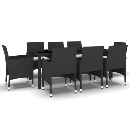 Set da Pranzo da Giardino 9 pz in Polyrattan Nero