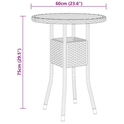 Set da Pranzo per Giardino 3 pz in Polyrattan Grigio