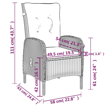 Set Mobili da Pranzo per Giardino 5 pz in Polyrattan Grigio