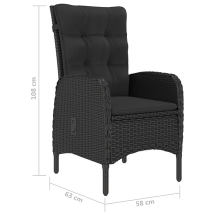 Set da Bistrot per Giardino 3 pz in Polyrattan e Acacia Nero