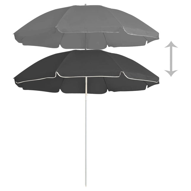 Ombrellone Giardino con Palo in Acciaio Antracite 180 cm