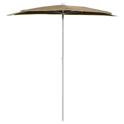 Ombrellone Semicircolare da Giardino con Palo 180x90 cm Tortora