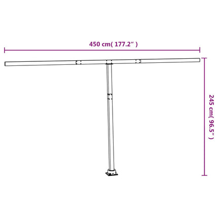 Set Pali per Tenda da Sole Antracite 450x245 cm Ferro