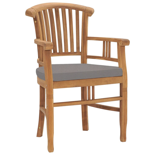 Sedie da Giardino 2 pz con Cuscini Grigio Scuro Legno di Teak