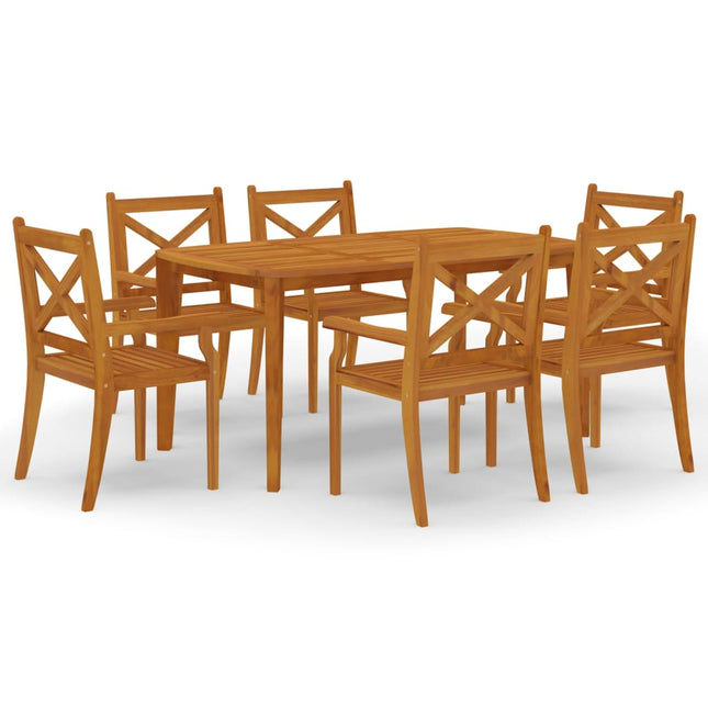 Set da Pranzo per Giardino 7 pz in Legno Massello di Acacia