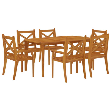 Set da Pranzo per Giardino 7 pz in Legno Massello di Acacia