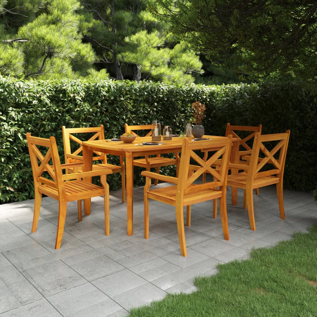 Set da Pranzo per Giardino 7 pz in Legno Massello di Acacia